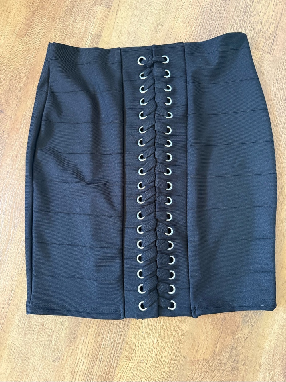 Haute Monde Black Lace-Up Bandage Pencil Skirt